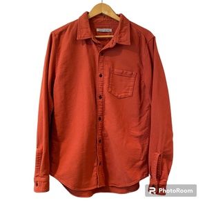 Men's Outerknown Organic Cotton Flannel Shirt Orange Size MEDIUM